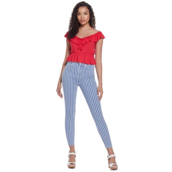 Striped high waist jeans - Picture 2 of 6